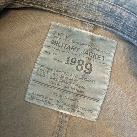 Zadig & Voltaire Klara Asymmetrical Green Cotton Military Jacket Womens Medium - Picture 8 of 13